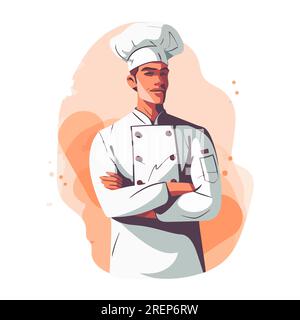 Chef logo design. Abstract drawing chef, cook or baker logo icon. Cute vector illustration Stock Vector