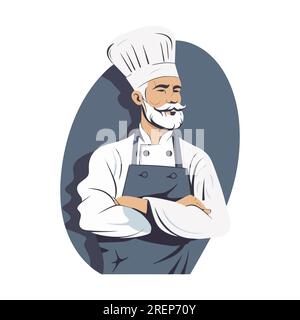 Chef logo design. Abstract drawing chef, cook or baker logo icon. Cute vector illustration Stock Vector