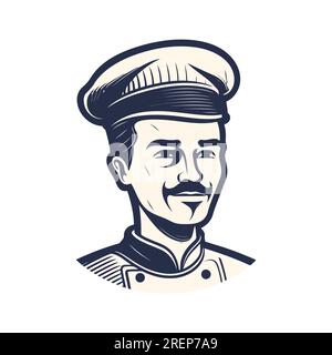 Chef logo design. Abstract drawing chef, cook or baker logo icon. Cute vector illustration Stock Vector