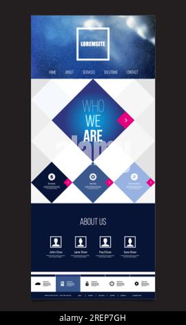 One Page Website Template with Unique Mosaic Design Stock Vector