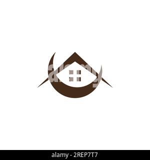 Moon Home Logo Design. House Logo Simple Stock Vector