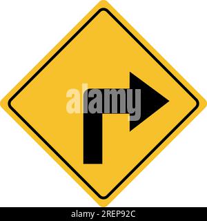 Turn right traffic sign on white Stock Vector