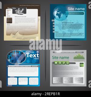 Set of Four Website Templates Stock Vector