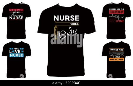 Nurse T Shirt Design Bundle Stock Vector