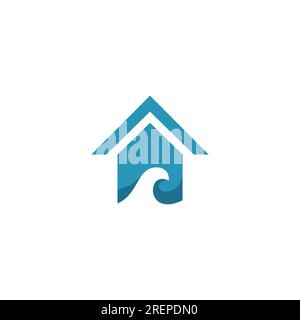 Home Wave Logo. Home Cleaning Logo Design Stock Vector