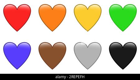 Heart color set icons. Love symbol, emoji. Vector illustration Stock Vector