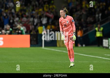 29th July 2023;  Brisbane Stadium, Brisbane, Queensland, Australia: FIFA Womens World Cup Group F Football, France versus Brazil; Pauline Peyraud-Magnin of France celebrates her team scoring  to make it 1-0 in the 17th minute Stock Photo