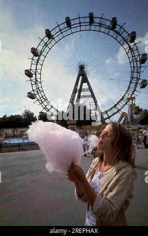 Giant Ferris Wheel, Vienna, Austria, circa 1978. This place was used by Carol Reed for his film The Third Man (1949) with an Orson Welles performance. Stock Photo