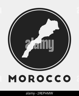 Morocco icon. Round logo with country map and title. Stylish Morocco badge with map. Vector illustration. Stock Vector