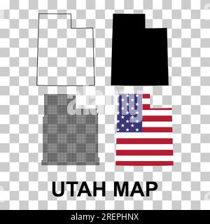 Set of Utah map shape, united states of america. Flat concept icon ...