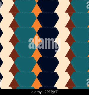 Seamless geometric pattern. Ethnic and tribal motifs. Patchwork ornament in bohemian style. Print for carpets, blankets, pillows. Vector illustration Stock Vector