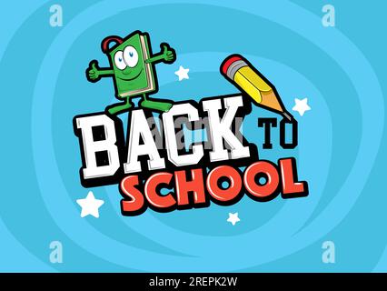 Back to School In Blue Background Banner Stock Vector