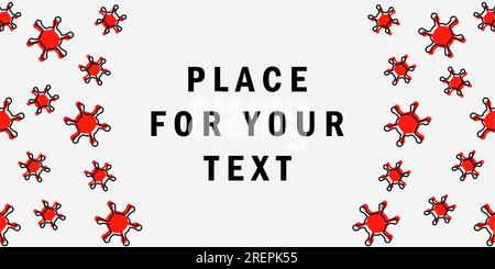 The spread of viral diseases. Vector illustration of virus in flat style on a white isolated background. Place for your text. Copy space. Stock Vector