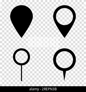 Set pin for map sign icon on a transparent background Stock Vector