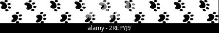 Paw prints of dogs, cat footprints, animalistic patterns, pet steps, puppy foot symbols, tracks, silhouette icons. Flat vector illustrations isolated Stock Vector