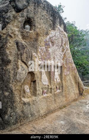 12 24 2014 Entrance of Barabar Caves,oldest man made caves built by cutting these granite hills in Bihar by Mauryan Empire of Magadh Jahanabad, Bihar, Stock Photo