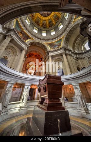 Paris, France - June 3, 2017: The tomb of Napoleon Bonaparte in the Musee de l'Armee (Army Museum) house of disabled 'Les Invalides' Stock Photo