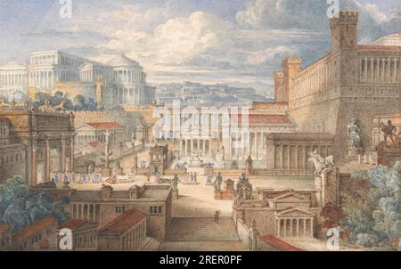 A Scene in Ancient Rome: A Setting for Titus Andronicus, I, ii circa 1830 by Joseph Gandy Stock Photo