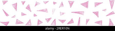 Abstract Paint Stroke Triangle Pattern. Bold Grunge Brush Lines in Pink. Marker Drawn Geometric and Organic Shapes. Striped Graffiti Elements. Flat Stock Vector