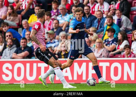 Santa Cristina Gherdeina, Italy. 24 July 2021. Lyanco Vojnovic (R) of Torino  FC competes for the ball with Emanuele Bocchio of SSC Brixen during the  pre-season friendly football match between Torino FC