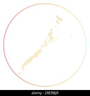 Palawan digital badge. Dotted style map of Palawan in circle. Tech icon of the island with gradiented dots. Charming vector illustration. Stock Vector