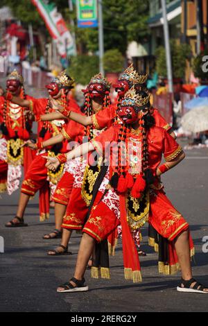 Topeng dance or beksan topeng dance from West Java. topeng dance is a dance whose dancers wear masks Stock Photo