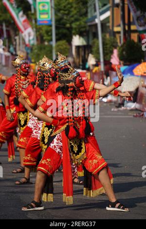 Topeng dance or beksan topeng dance from West Java. topeng dance is a dance whose dancers wear masks Stock Photo