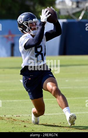 Tennessee Titans wide receiver Gavin Holmes (84) warms up before