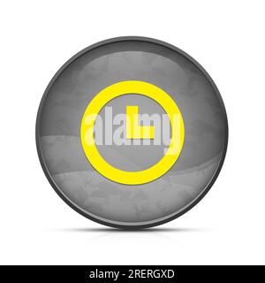 Clock icon on classy splash black round button Stock Photo