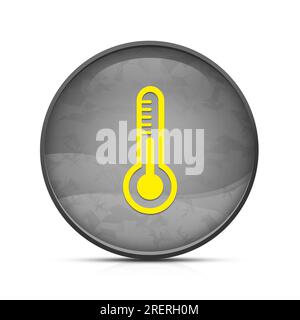 Thermometer icon on classy splash black round button Stock Photo