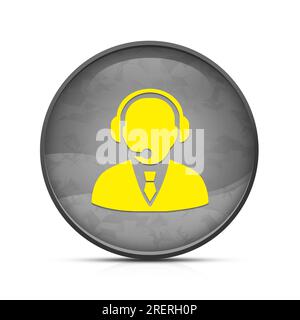 Support manager icon on classy splash black round button Stock Photo