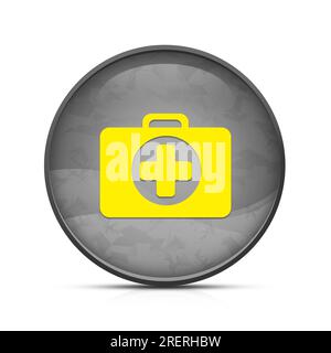 Medicine Bag icon on classy splash black round button Stock Photo