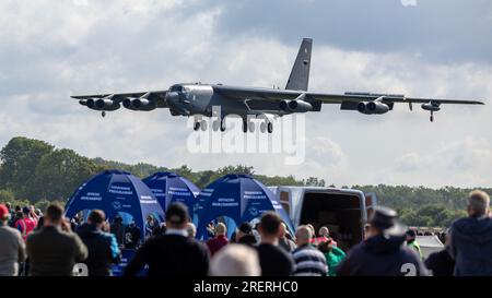 United States Air Force - Boeing B-52H Stratofortress, arriving at RAF Fairford for the Royal International Air Tattoo 2023. Stock Photo