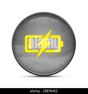 Battery Charging icon on classy splash black round button Stock Photo