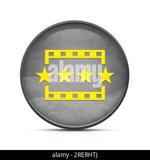 Movie reviews icon on classy splash black round button Stock Photo