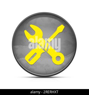 Repair icon on classy splash black round button Stock Photo