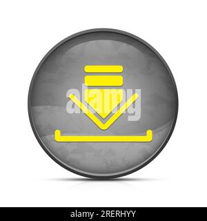 Download icon on classy splash black round button Stock Photo