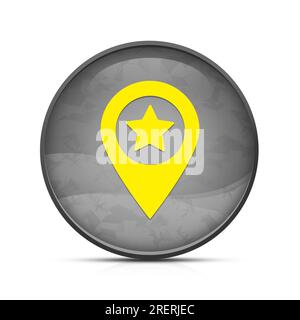 Map pointer star icon on classy splash black round button Stock Photo