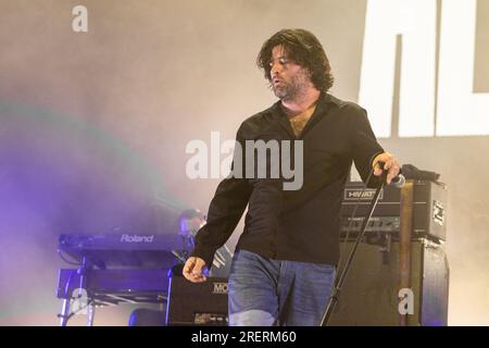 Twin Lakes, USA. 28th July, 2023. George Pettit of Alexisonfire during the 'Life Is But A Dream Tour' at Credit Union 1 Amphitheatre on July 28, 2023, in Tinley Park, Illinois (Photo by Daniel DeSlover/Sipa USA) Credit: Sipa USA/Alamy Live News Stock Photo