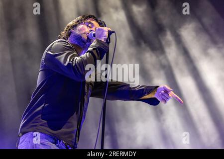 Twin Lakes, USA. 28th July, 2023. George Pettit of Alexisonfire during the 'Life Is But A Dream Tour' at Credit Union 1 Amphitheatre on July 28, 2023, in Tinley Park, Illinois (Photo by Daniel DeSlover/Sipa USA) Credit: Sipa USA/Alamy Live News Stock Photo