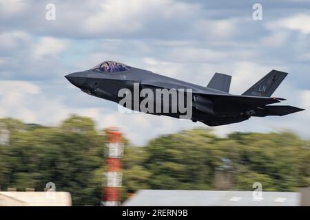 USAF F-35A Lightning II departing the Royal International Air Tattoo 2023 Stock Photo