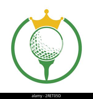 King golf vector logo design. Golf ball with crown vector icon. Stock Vector