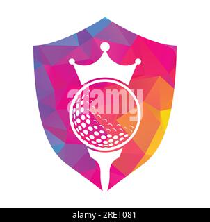 King golf vector logo design. Golf ball with crown vector icon. Stock Vector
