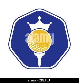 King golf vector logo design. Golf ball with crown vector icon. Stock Vector