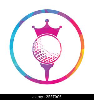 King golf vector logo design. Golf ball with crown vector icon. Stock Vector
