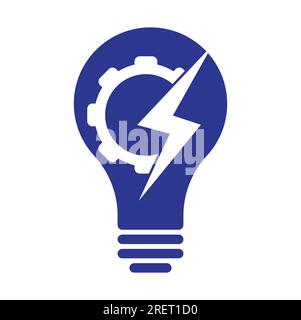 Electric gear vector logo template illustration. Thunder and gear logo design icon. Stock Vector