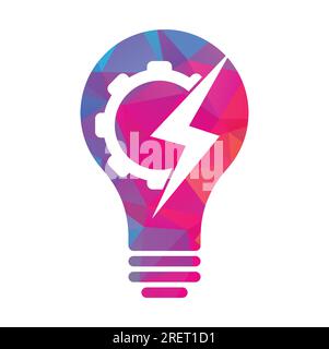 Electric gear vector logo template illustration. Thunder and gear logo design icon. Stock Vector