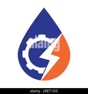 Electric gear vector logo template illustration. Thunder and gear logo design icon. Stock Vector