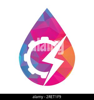 Electric gear vector logo template illustration. Thunder and gear logo design icon. Stock Vector