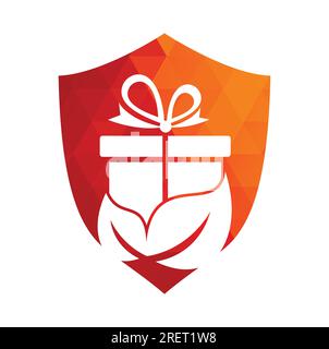 Gift Leaf logo concept vector. Nature Gift Logo Design Template. Unique surprise and organic logotype design template. Stock Vector